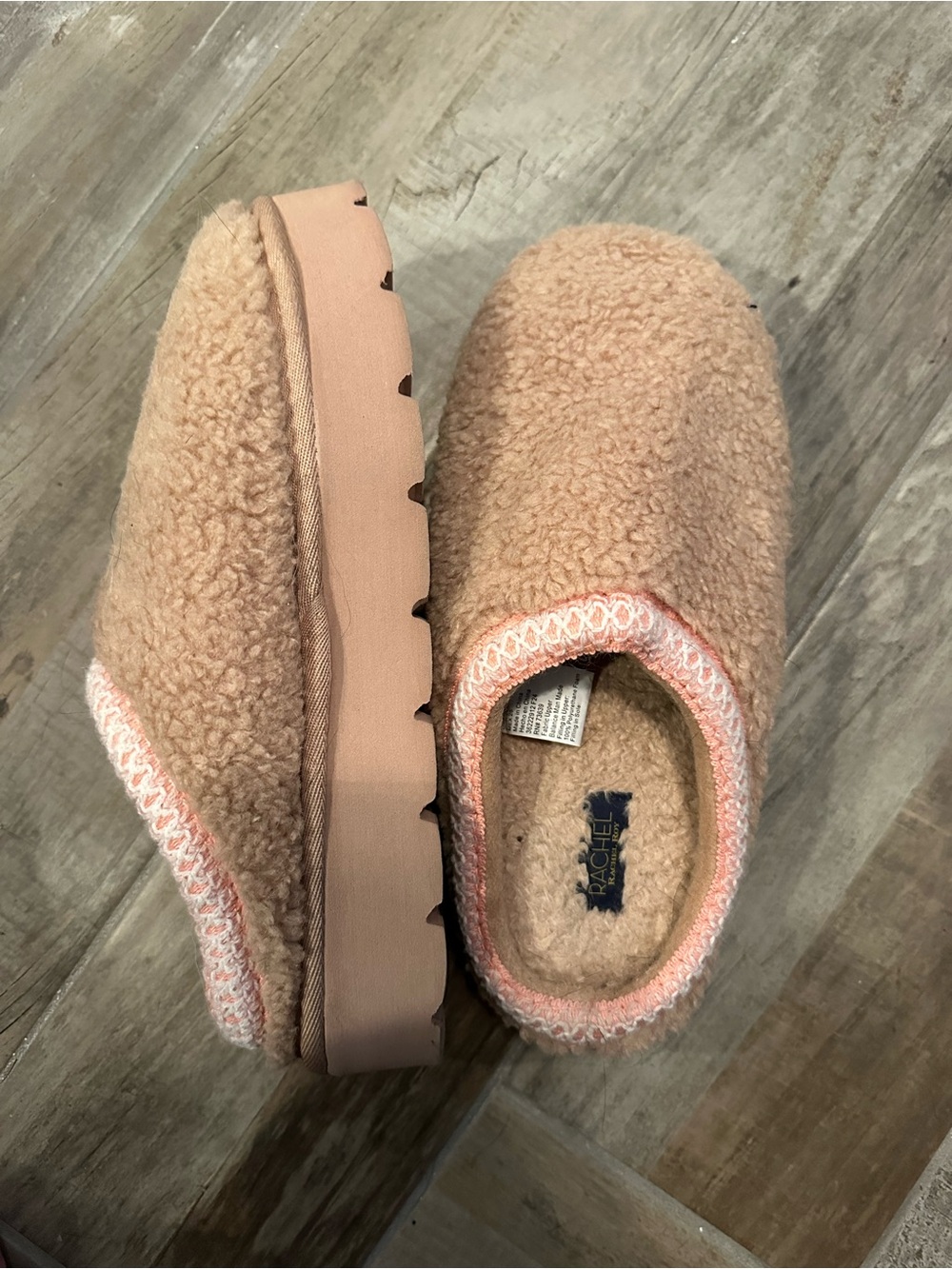 Platform Cozy Fleece Slip-On Shoes in Tan